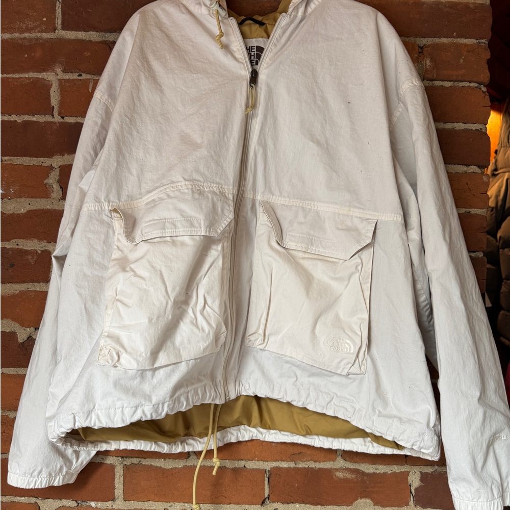 The North Face Cream Hooded Jacket with Golden Lining